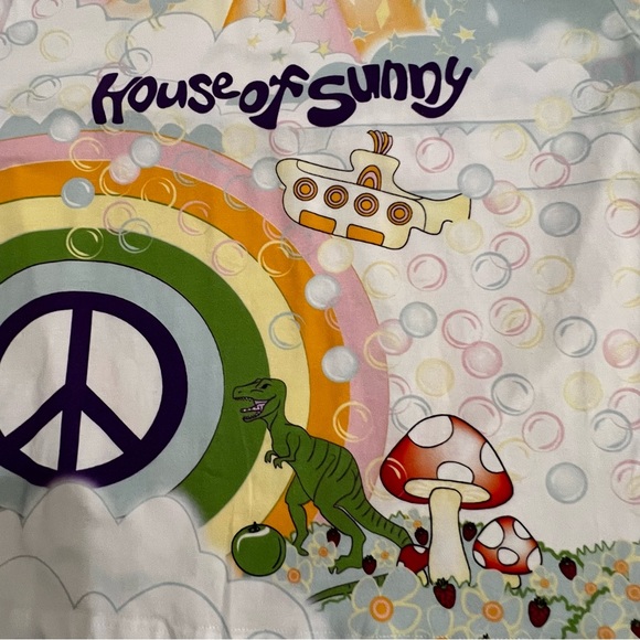 NWT House of Sunny Cropped Tee Mushroom Peace Unicorn Submarine Stars Bubble Sun - Picture 5 of 9